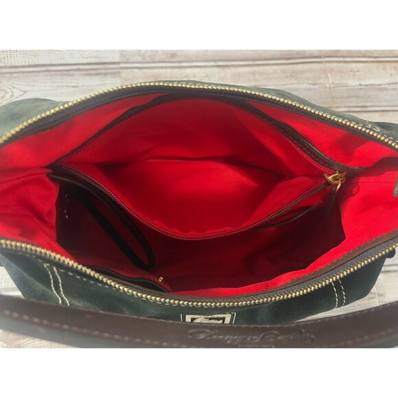 DOONEY & BOURKE Suede leather satchel purse bag color green Brown vintage 90's - Picture 9 of 13